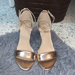 Rose gold strappy heels